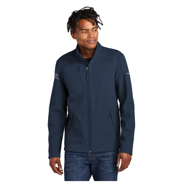 GS Eddie Bauer Stretch Soft Shell Jacket- Mens- Navy- Sleeve Logo