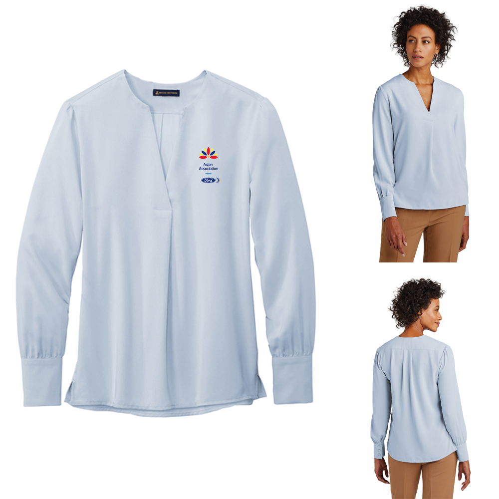 FAA Brooks Brothers Open Neck Satin Blouse