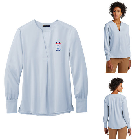 FAA Brooks Brothers Open Neck Satin Blouse