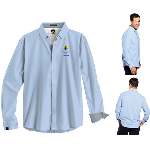 FAAN Influencer Men's Button Down Shirt-Oxford Blue/Grey